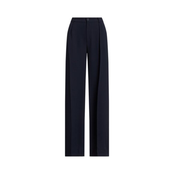 Navy Double-Faced Georgette Wide-Leg Pant - Picture 2 of 13